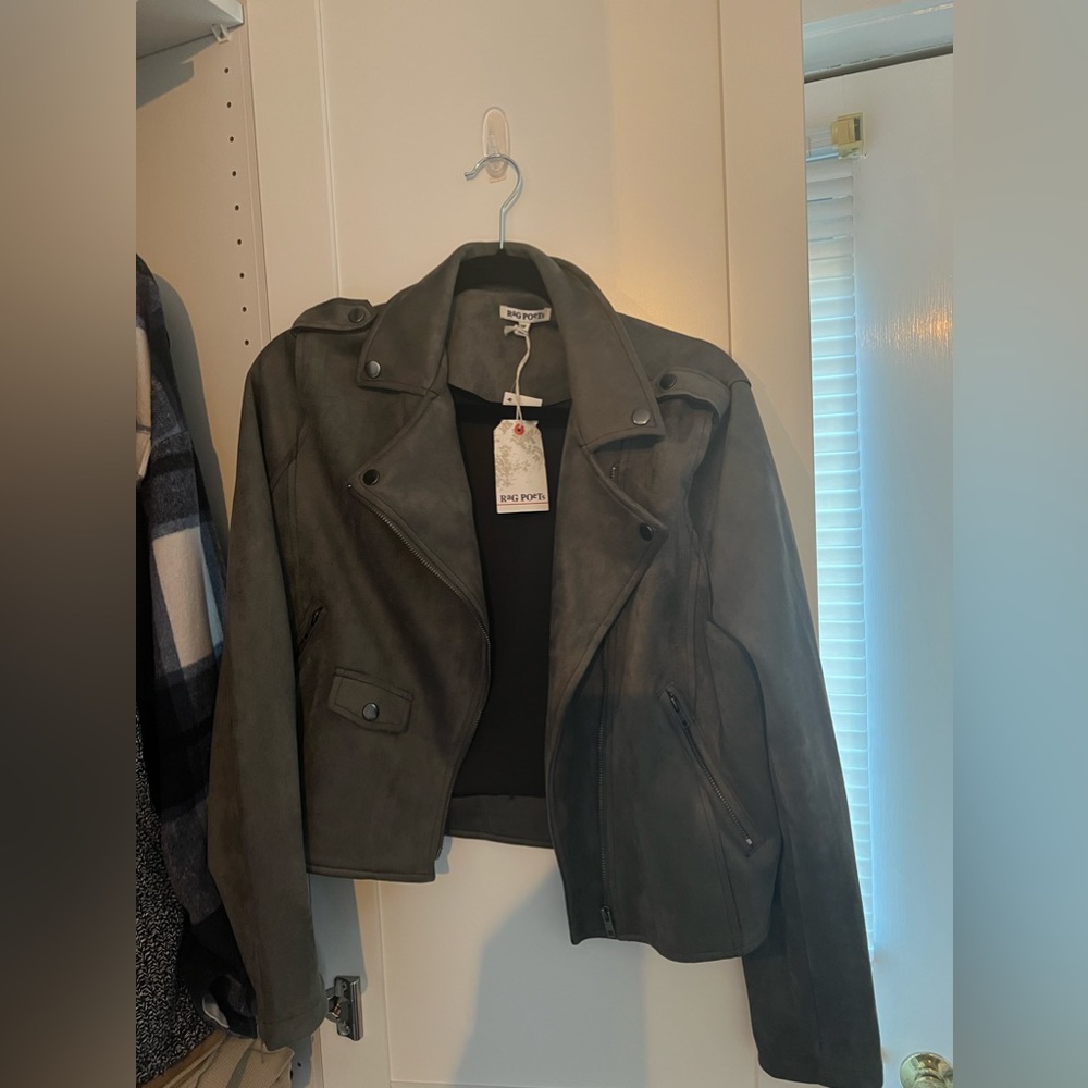 Suede motor jacket MWT, slate